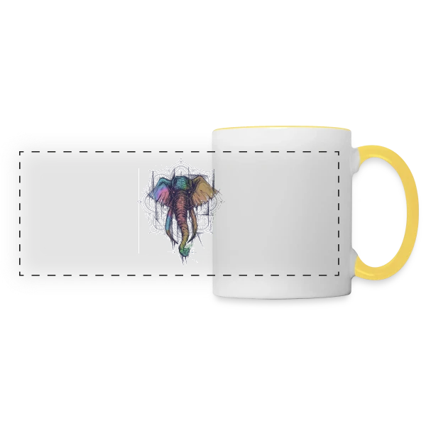 Éléphant Mandala Coloré - Harmonie Spirituelle sur Mug panoramique contrasté et blanc
