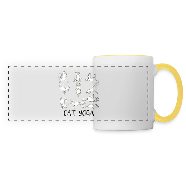 Chats Yoga Drôles sur Mug panoramique contrasté et blanc