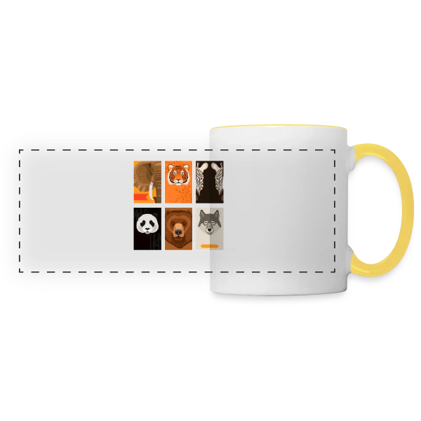Animaux Sauvages Stylisés sur Mug panoramique contrasté et blanc