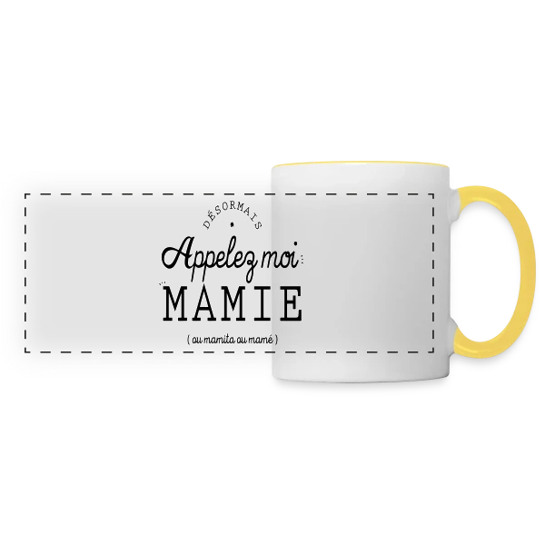 Moi, Nouvelle Mamie ! sur Mug panoramique contrasté et blanc