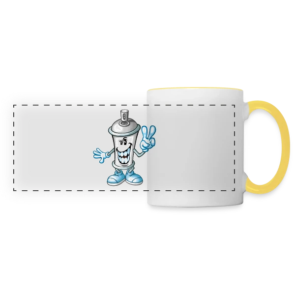 Bombe de Peinture Cartoon : Street Art Fun sur Mug panoramique contrasté et blanc