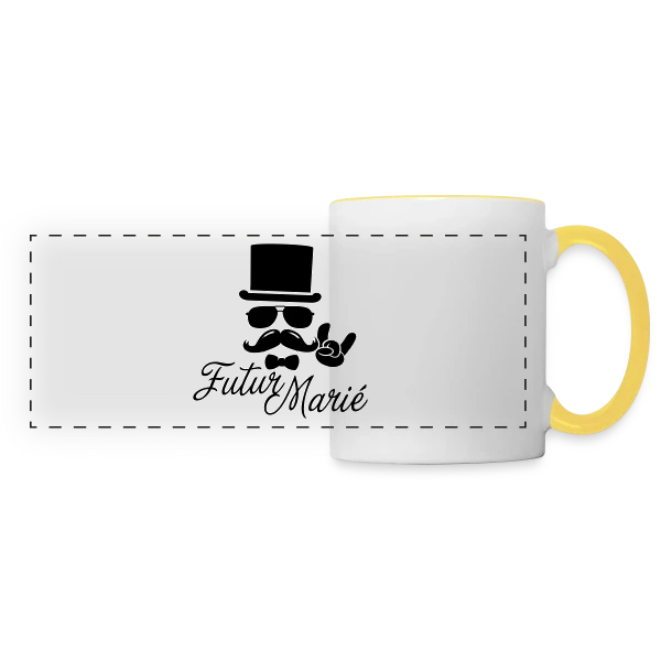 Futur Marié Boss à Moustache Vintage sur Mug panoramique contrasté et blanc
