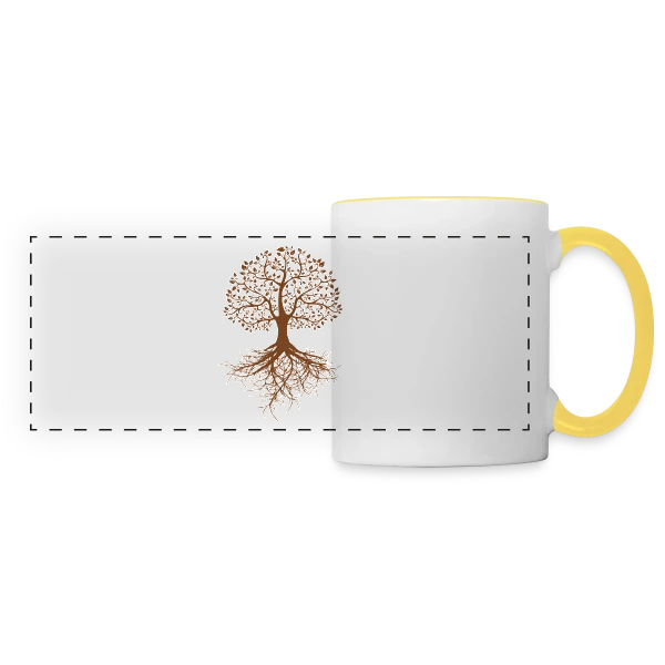 Arbre de Vie Racines Profondes sur Mug panoramique contrasté et blanc