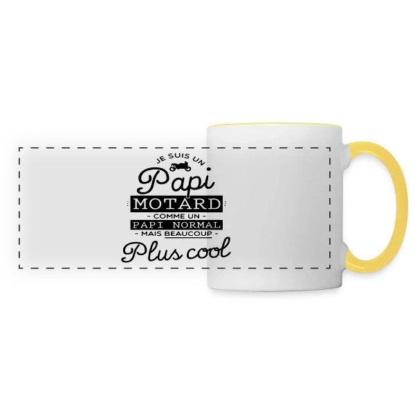Papi Motard : Le Grand-Père le Plus Cool du Monde sur Mug panoramique contrasté et blanc