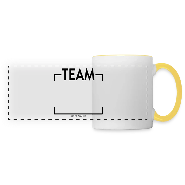 Personnalisé 'Never Give Up' - Votre Équipe au Sommet sur Mug panoramique contrasté et blanc