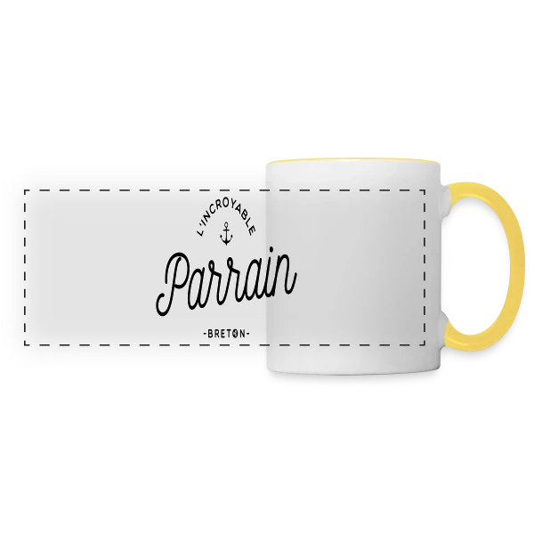 'L'Incroyable Parrain Breton' - Fier de ses Racines sur Mug panoramique contrasté et blanc