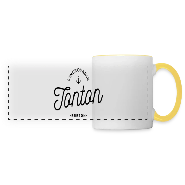 L'Incroyable Tonton Breton sur Mug panoramique contrasté et blanc