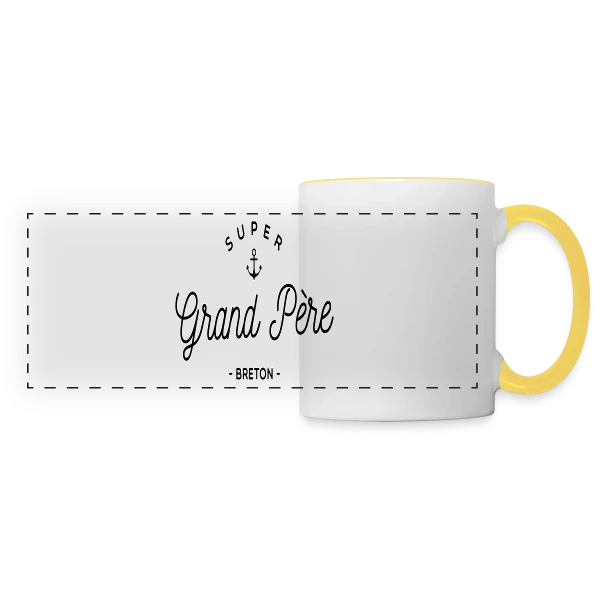 'Super Grand-Père Breton' - Fierté Familiale et Régionale sur Mug panoramique contrasté et blanc