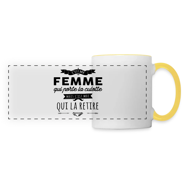 'C'est moi qui la retire' - Humour de Couple sur Mug panoramique contrasté et blanc