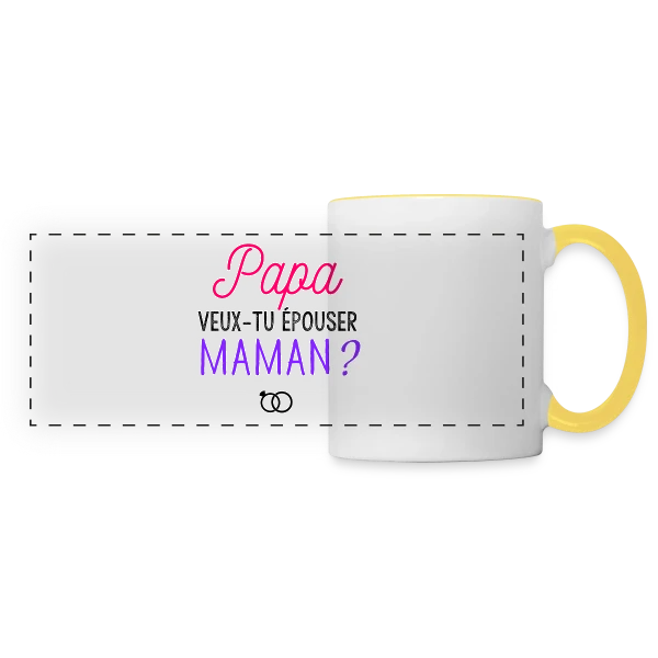 Veux-tu Épouser Maman, Papa ? sur Mug panoramique contrasté et blanc