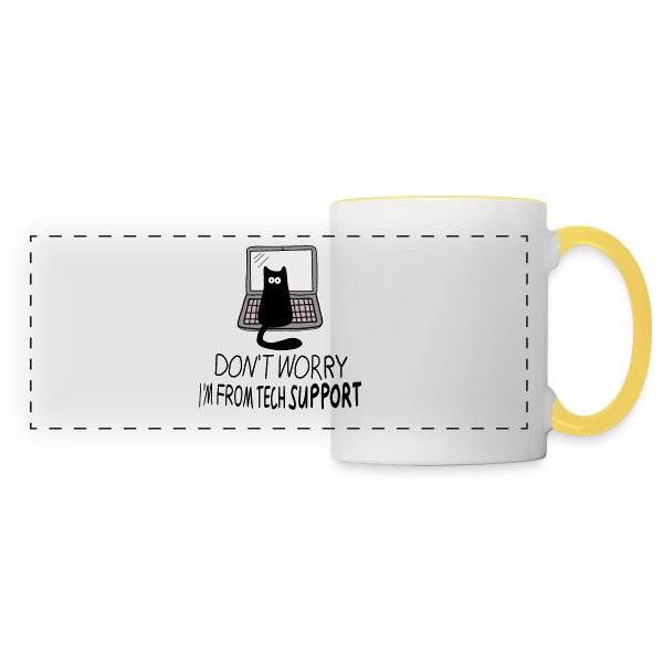 Chat de Support Technique sur Mug panoramique contrasté et blanc