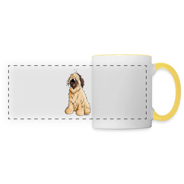 Briard Chien de Berger - Style Cartoon sur Mug panoramique contrasté et blanc
