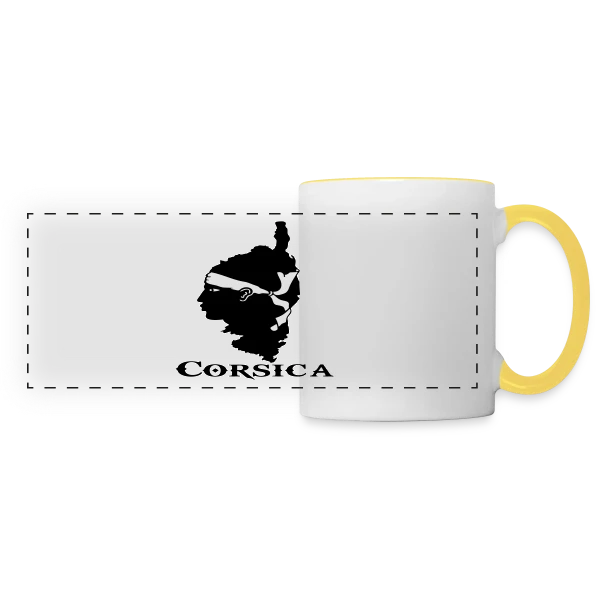 Carte Corse Tête de Maure sur Mug panoramique contrasté et blanc