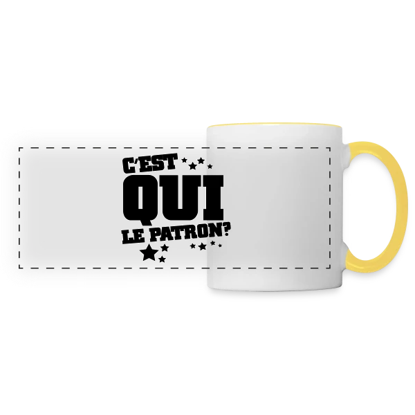 C'est Qui le Patron ? Humour et Affirmation sur Mug panoramique contrasté et blanc