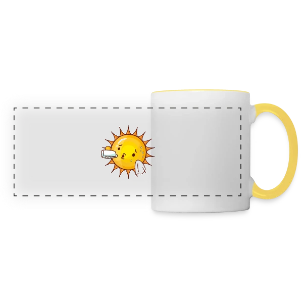 Soleil en Sueur - Humour Estival sur Mug panoramique contrasté et blanc