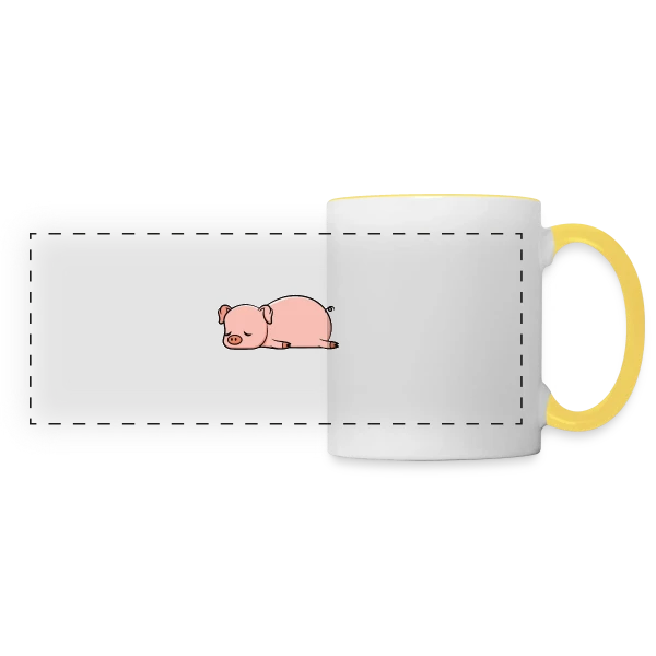 Petit Cochon Dodo sur Mug panoramique contrasté et blanc
