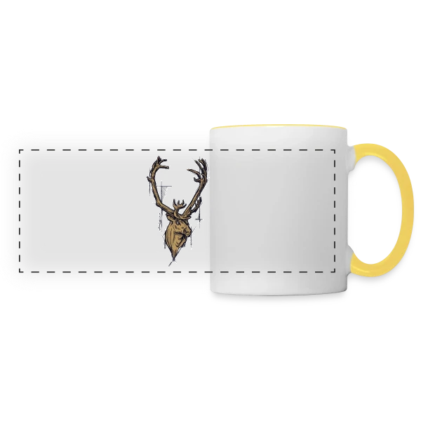 Renne Doré Majestueux sur Mug panoramique contrasté et blanc