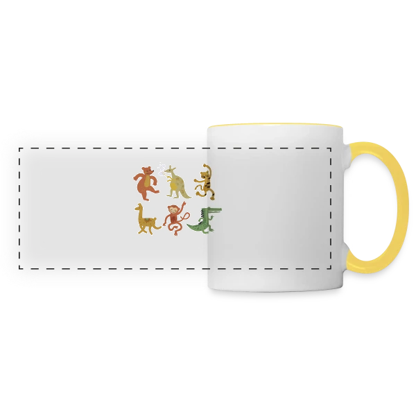 Animaux Rigolos et Joueurs sur Mug panoramique contrasté et blanc