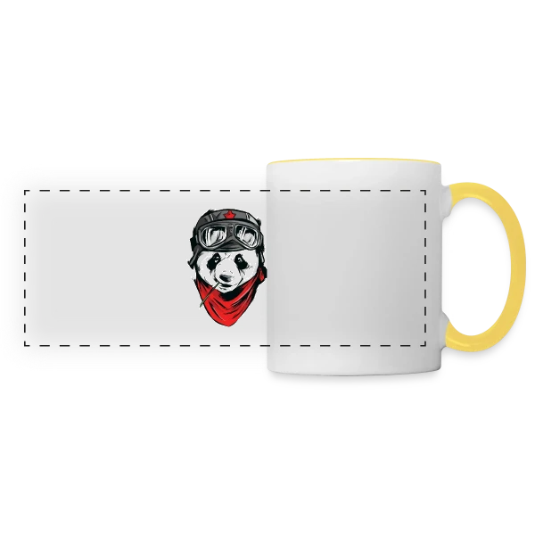 Panda Pilote Rebelle sur Mug panoramique contrasté et blanc