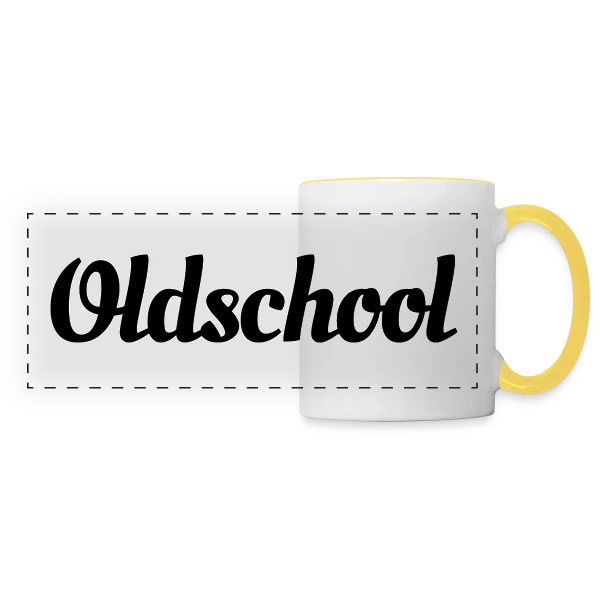Typographie "Oldschool" Rétro sur Mug panoramique contrasté et blanc
