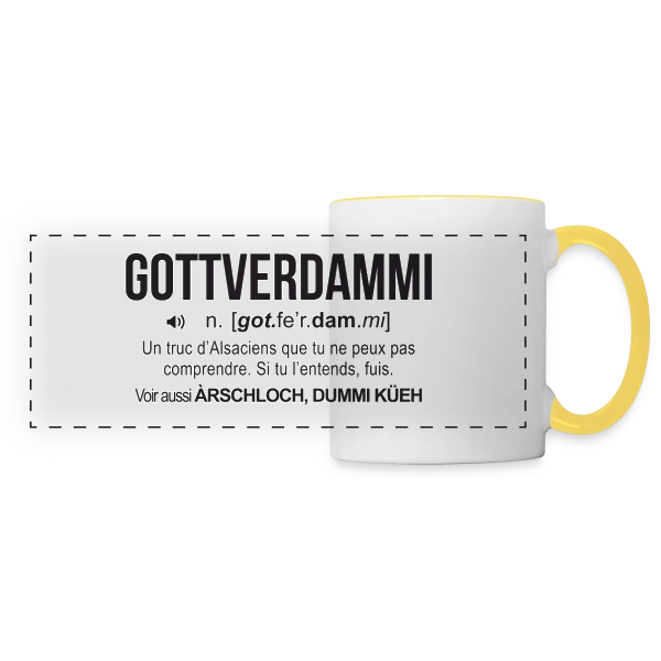 Gottverdammi Définition Alsace sur Mug panoramique contrasté et blanc