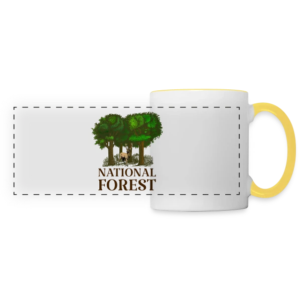Emblème Forêt Nationale sur Mug panoramique contrasté et blanc