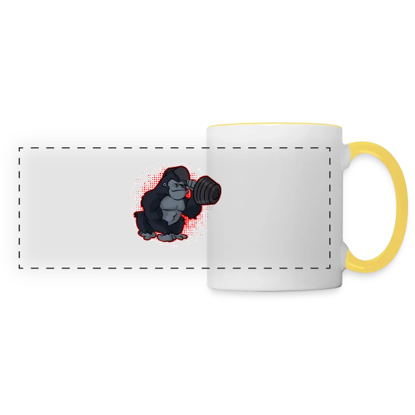 Gorille Musculation - Force et Humour sur Mug panoramique contrasté et blanc