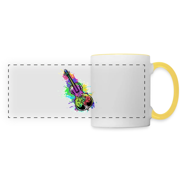 Violoncelle Symphonie Colorée sur Mug panoramique contrasté et blanc