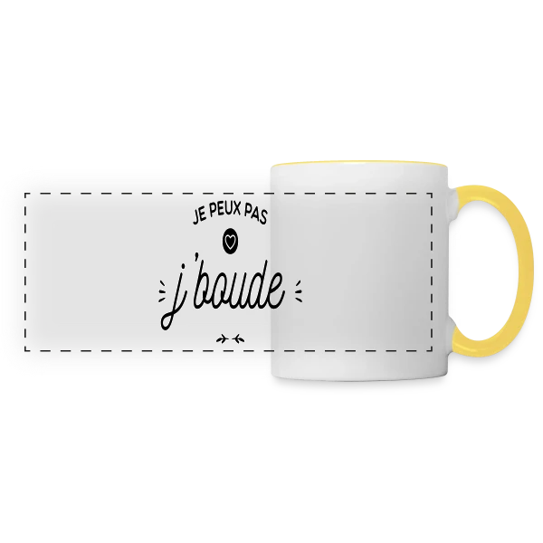 "Je Peux Pas, Je Boude" Humour sur Mug panoramique contrasté et blanc
