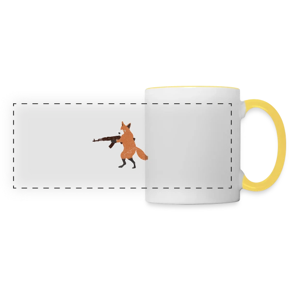Renard Rebelle Armé sur Mug panoramique contrasté et blanc
