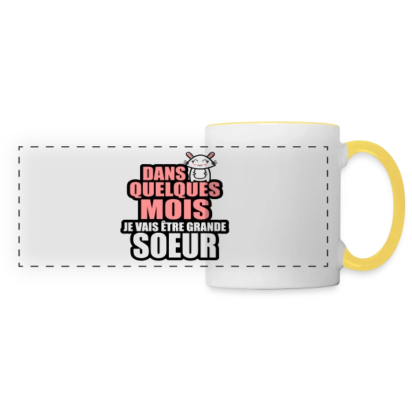 Future Grande-Sœur : L'Annonce Tendre sur Mug panoramique contrasté et blanc