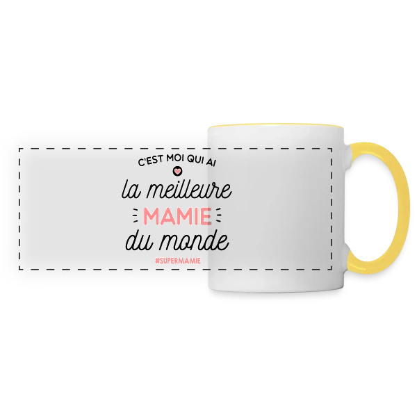 Mamie en Or : La Meilleure du Monde sur Mug panoramique contrasté et blanc