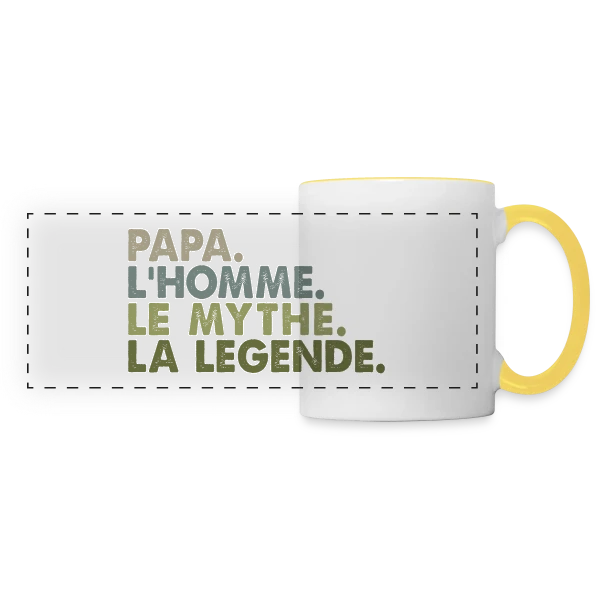 Papa, l'Homme, le Mythe, la Légende - T-Shirt Culte sur Mug panoramique contrasté et blanc