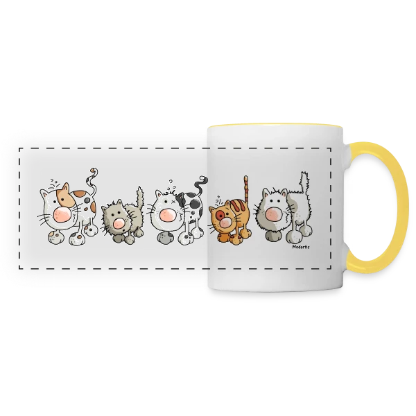 Chats Amusants - Les Félins Rigolos sur Mug panoramique contrasté et blanc