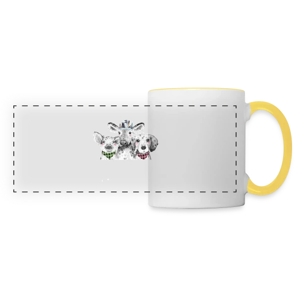 Trio Animalier Adorable sur Mug panoramique contrasté et blanc