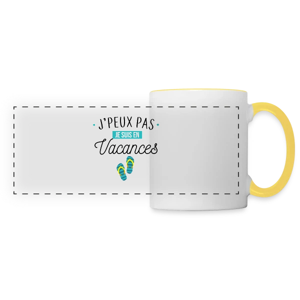J'peux Pas, Je Suis En Vacances ! sur Mug panoramique contrasté et blanc