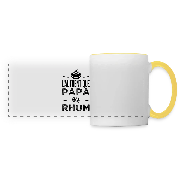 L'Authentique Papa au Rhum sur Mug panoramique contrasté et blanc