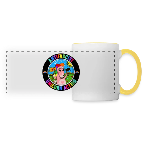 Licorne Antifasciste Rebelle sur Mug panoramique contrasté et blanc