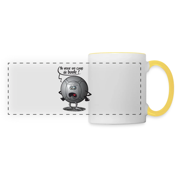 Le Coup de Boule Gagnant à la Pétanque sur Mug panoramique contrasté et blanc