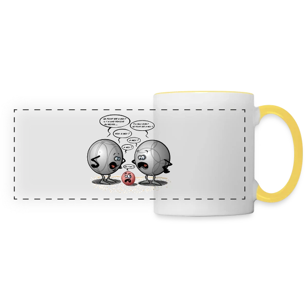 Discorde Pétanque : Le Choc des Titans (et des boules) sur Mug panoramique contrasté et blanc