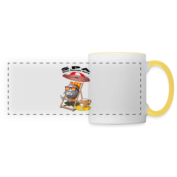 Trio Gagnant : Sieste, Pétanque, Apéro sur Mug panoramique contrasté et blanc