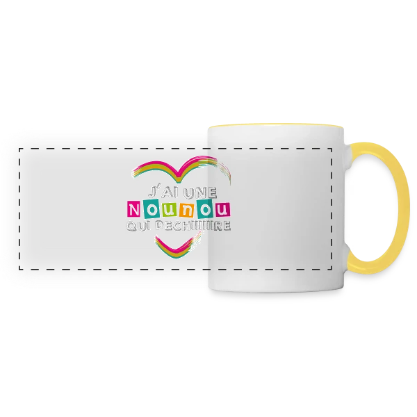 J'ai une Nounou Qui Déchire - Cadeau Unique sur Mug panoramique contrasté et blanc