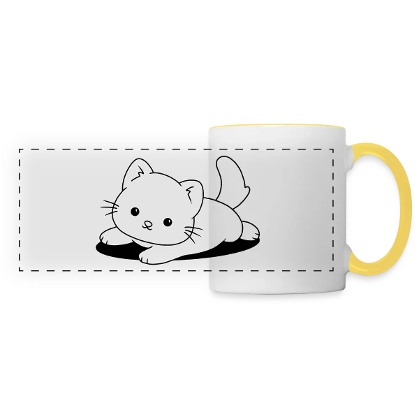 Chaton Mignon Joueur sur Mug panoramique contrasté et blanc