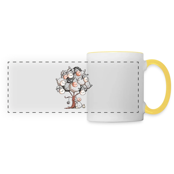 Petit Mouton Laineux Câlin sur Mug panoramique contrasté et blanc