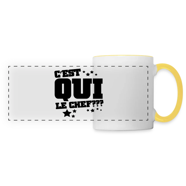 Le Chef, C'est Moi ! Humour et Autorité sur Mug panoramique contrasté et blanc