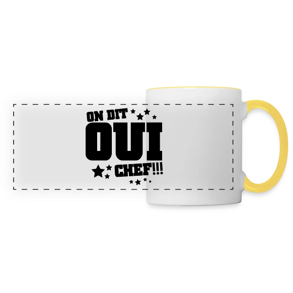 Oui Chef ! Humour Hiérarchie de Bureau sur Mug panoramique contrasté et blanc