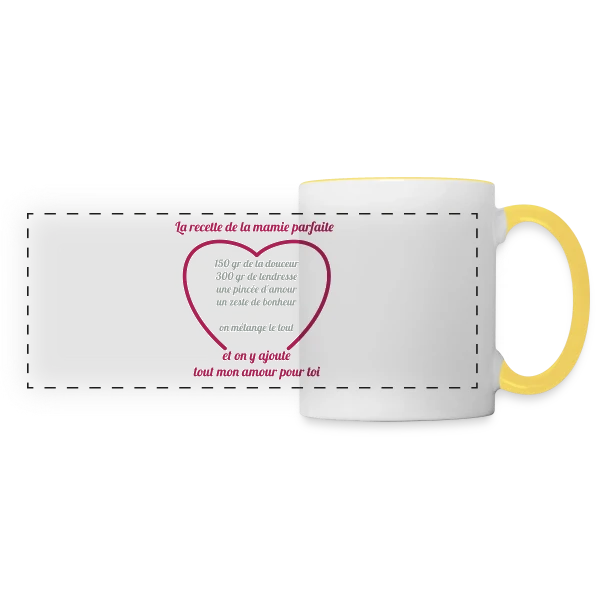 La Recette Parfaite de Mamie sur Mug panoramique contrasté et blanc