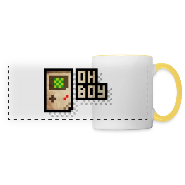 Console Rétro-Gaming Oh Boy ! - Pixel Art 90s sur Mug panoramique contrasté et blanc