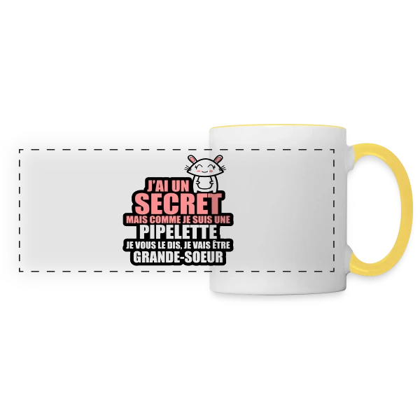 Annonce Grossesse : J'ai Un Secret, Je Vais Être Grande-Sœur sur Mug panoramique contrasté et blanc