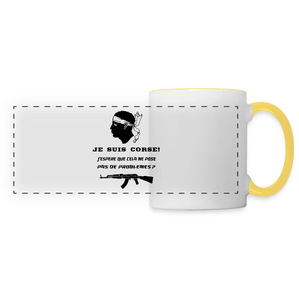 Humour Corse Arme sur Mug panoramique contrasté et blanc